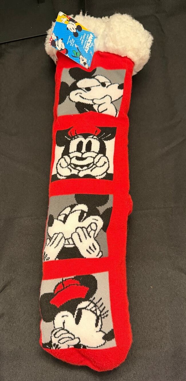NWT Plush, Cozy, Authentic Disney Mickey & Minnie Mouse Sherpa Slipper Socks!